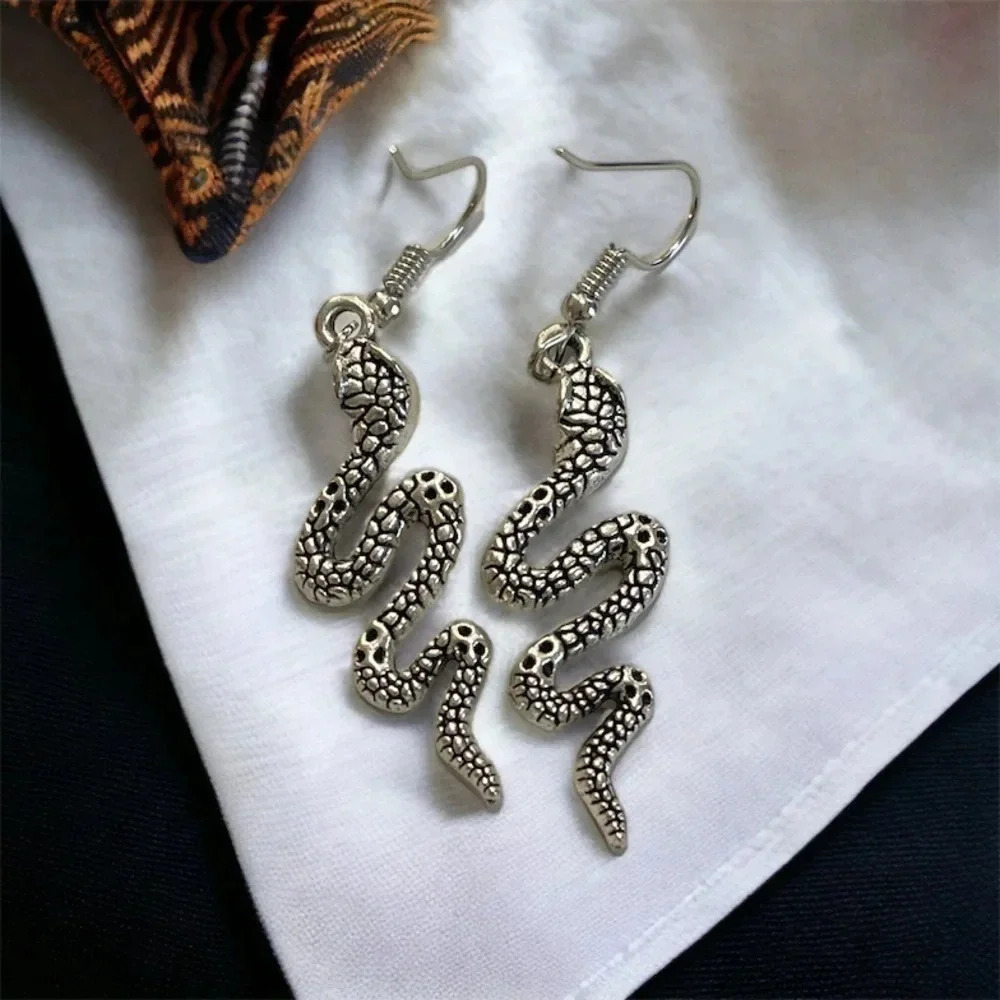 Silver Snake Bohemian Dangle Earrings
